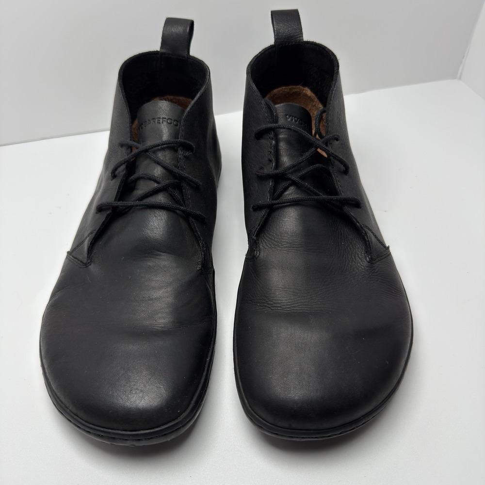 Vivobarefoot Men's EU 43/US 10M Black Leather Chukka Desert Boots Minimalist